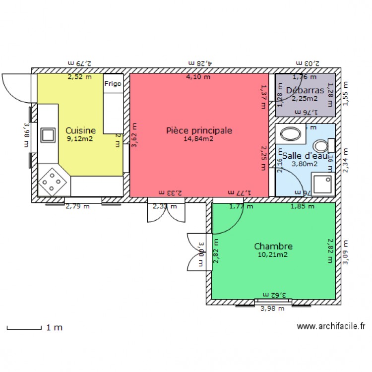 Bungalow F2 jardin. Plan de 0 pièce et 0 m2