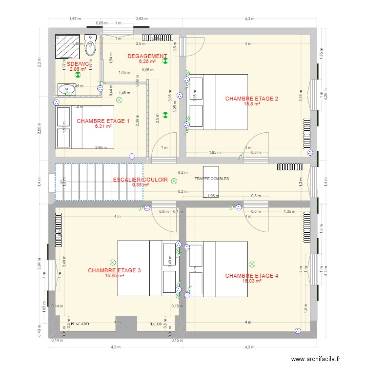 PLAN R ETAGE 80M2. Plan de 0 pièce et 0 m2