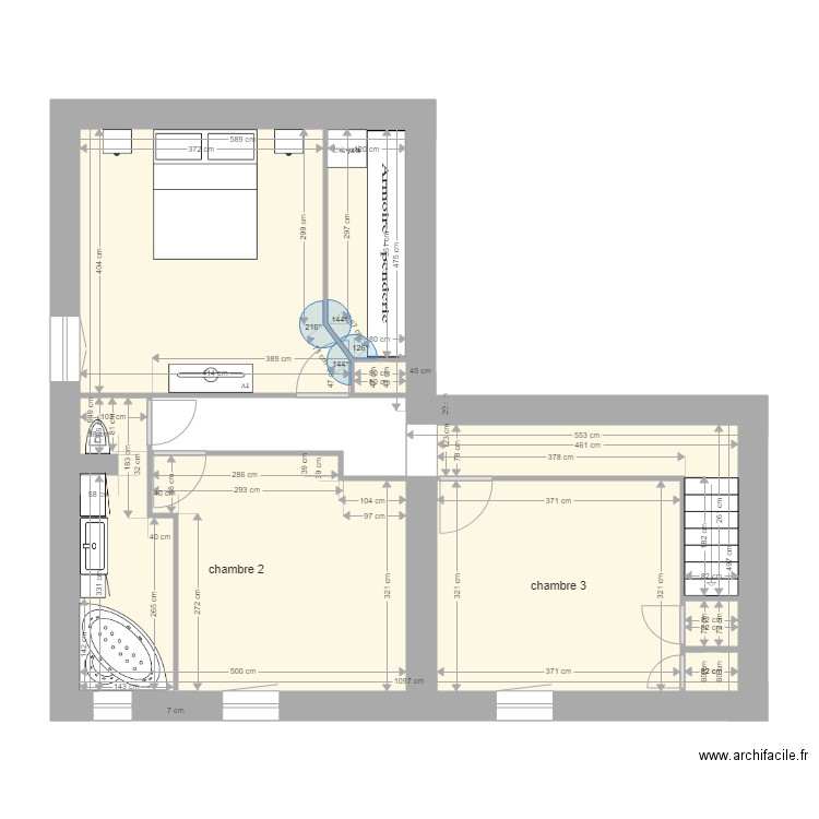 projet 2 salle de bain et dressing. Plan de 0 pièce et 0 m2