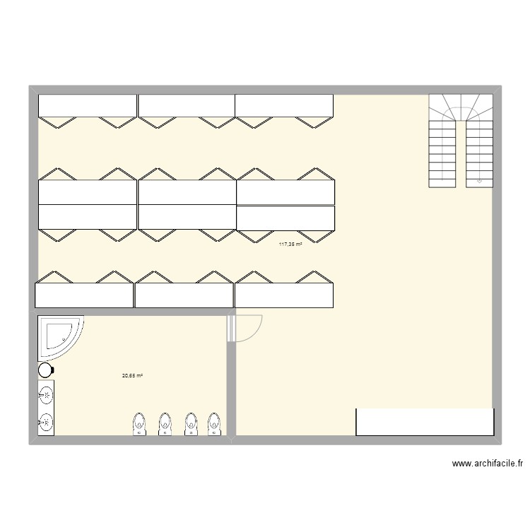 segunda planta. Plan de 2 pièces et 138 m2