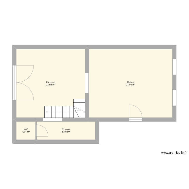 RDC APPARTEMENT N°1. Plan de 4 pièces et 57 m2