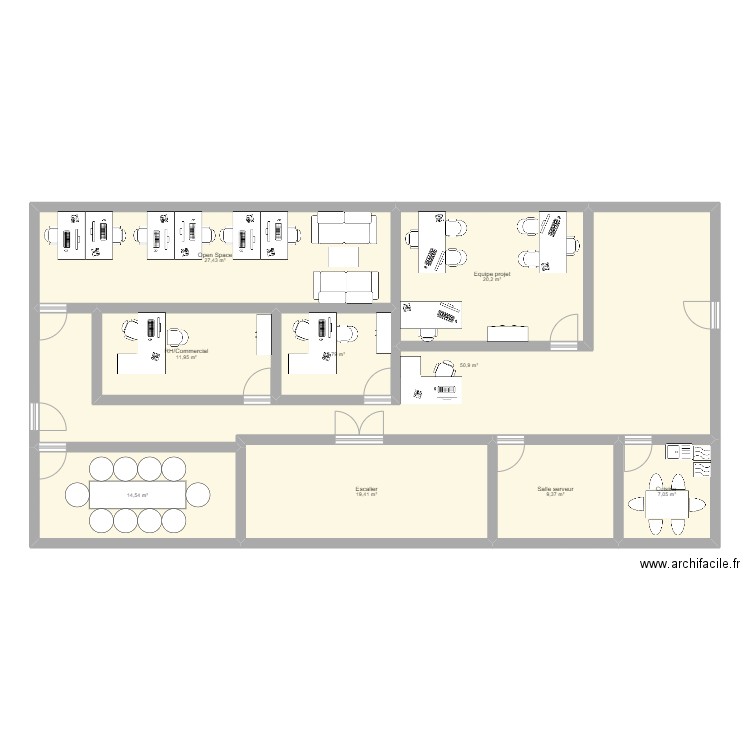 Gestion du support. Plan de 9 pièces et 169 m2