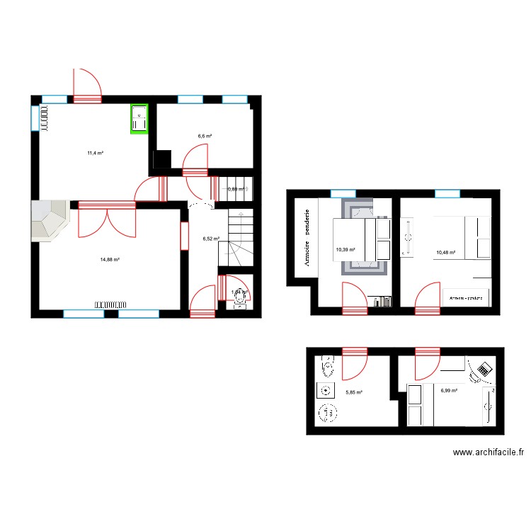 Cuisine et Salon. Plan de 0 pièce et 0 m2