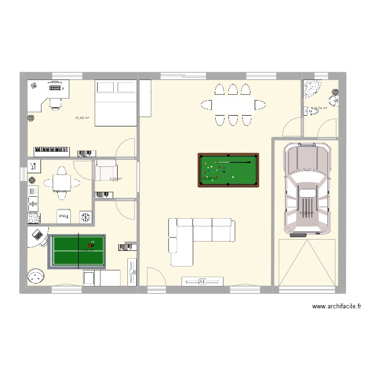 Maison de riche. Plan de 7 pièces et 114 m2