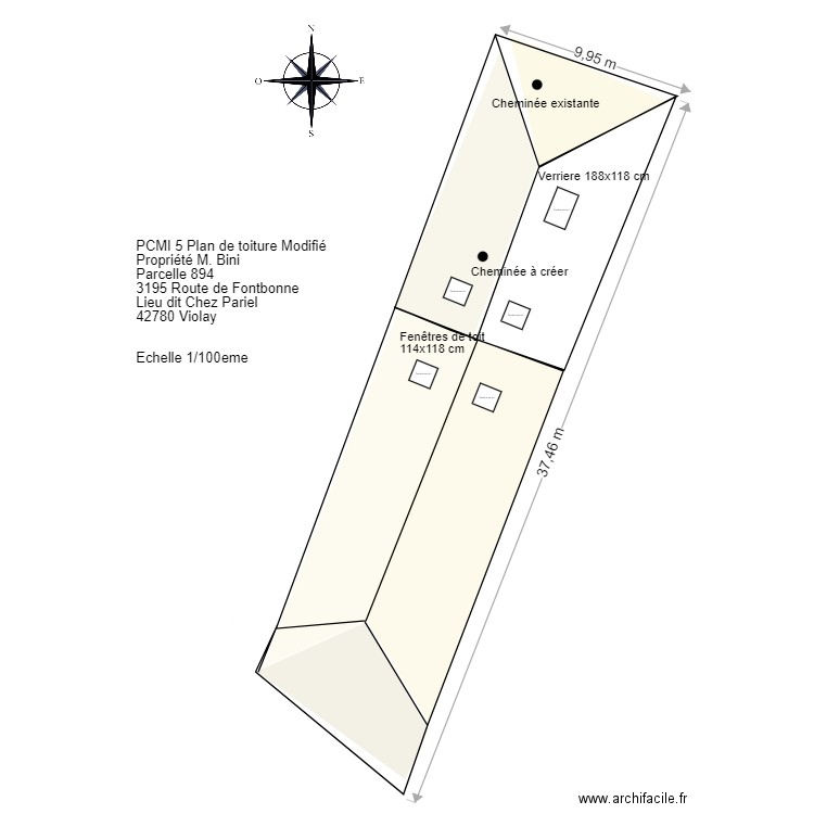 Toiture Modifiée. Plan de 0 pièce et 0 m2