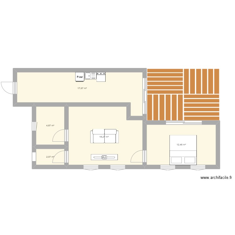 futur appartement. Plan de 5 pièces et 55 m2