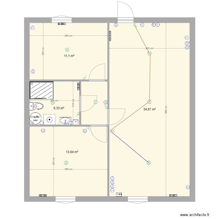 Firminy R+2 70m². Plan de 4 pièces et 68 m2