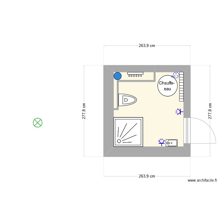 Salle de bain rez-de-chaussée 3. Plan de 1 pièce et 5 m2