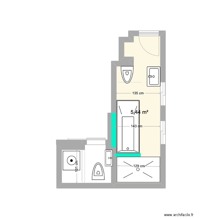 NP 1 SDB 17 ben yehuda . Plan de 1 pièce et 5 m2