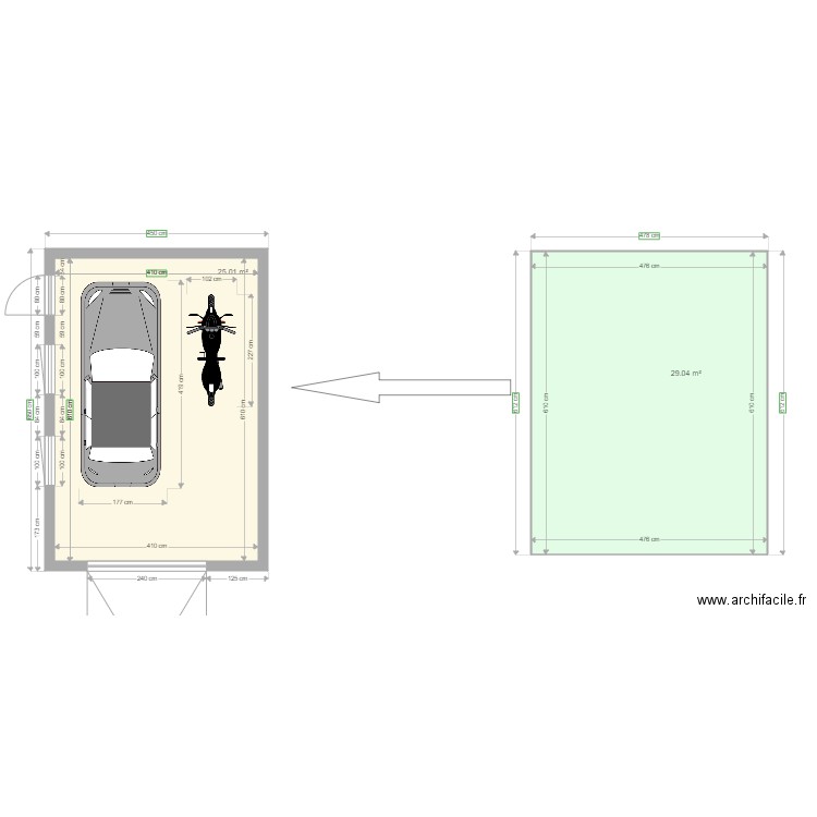 Garage 30m2. Plan de 0 pièce et 0 m2