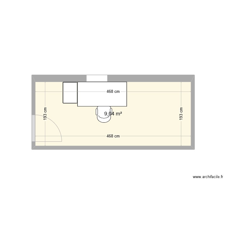 Bureau St Paul. Plan de 1 pièce et 9 m2