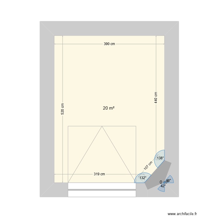 plan garage. Plan de 2 pièces et 20 m2