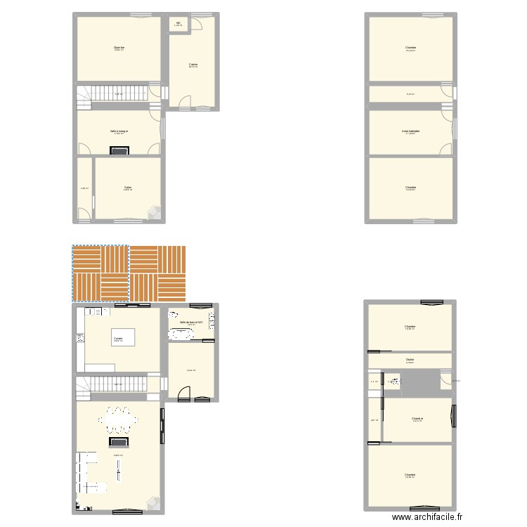 Hébergement touristique. Plan de 24 pièces et 337 m2