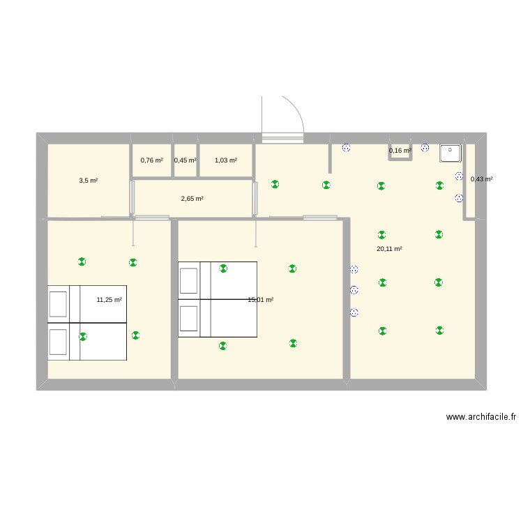 Projet Echirolles Electricité. Plan de 10 pièces et 55 m2