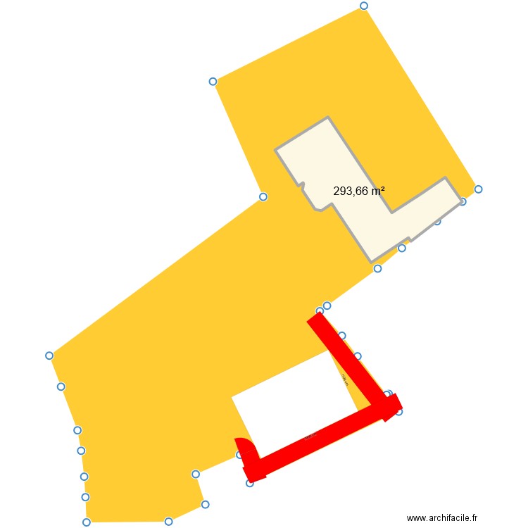 Taille batiment ter. Plan de 1 pièce et 294 m2