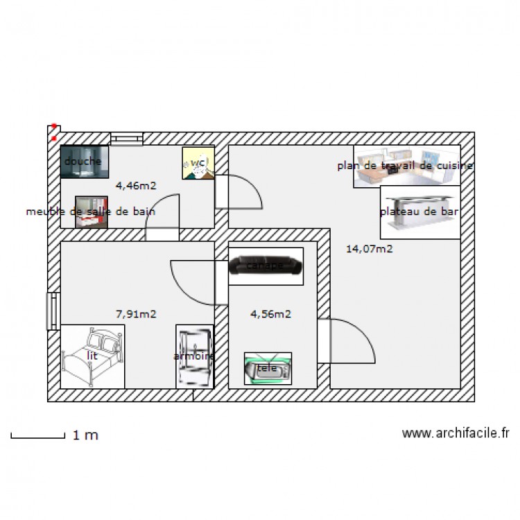 studio*****. Plan de 0 pièce et 0 m2