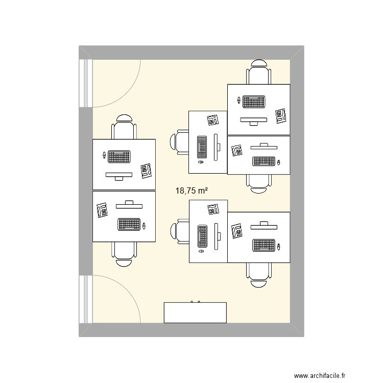 Bureau Gassier. Plan de 1 pièce et 19 m2