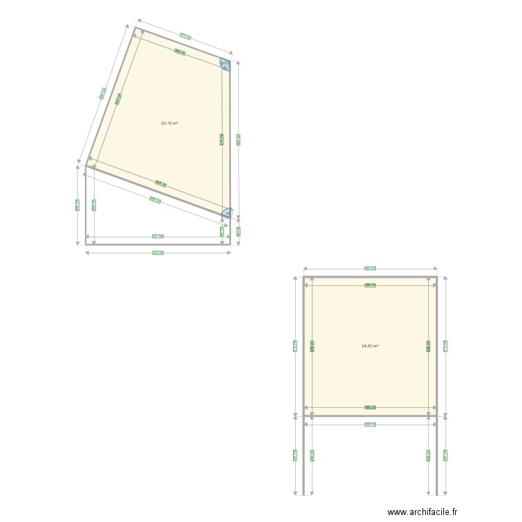 Stan 2. Plan de 2 pièces et 50 m2