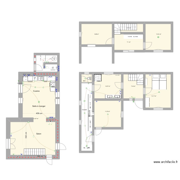 LaRoque_sàm&cuisine. Plan de 11 pièces et 130 m2