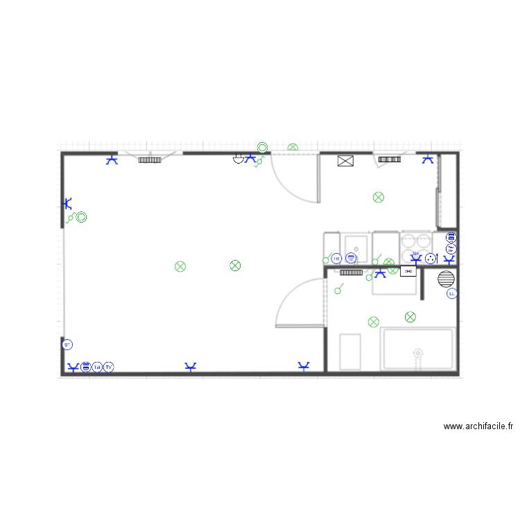 Plan Electrique studio V3. Plan de 0 pièce et 0 m2