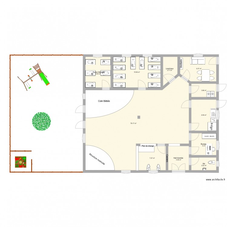 Crèche . Plan de 0 pièce et 0 m2