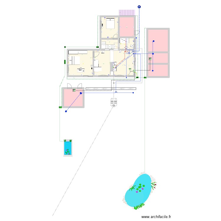 Riviere. Plan de 11 pièces et 139 m2