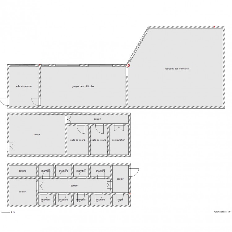 bâtiment principale de la caserne des pompier. Plan de 0 pièce et 0 m2