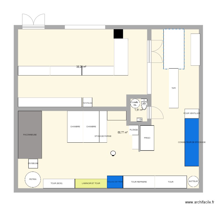 Boulangerie patisserie. Plan de 0 pièce et 0 m2