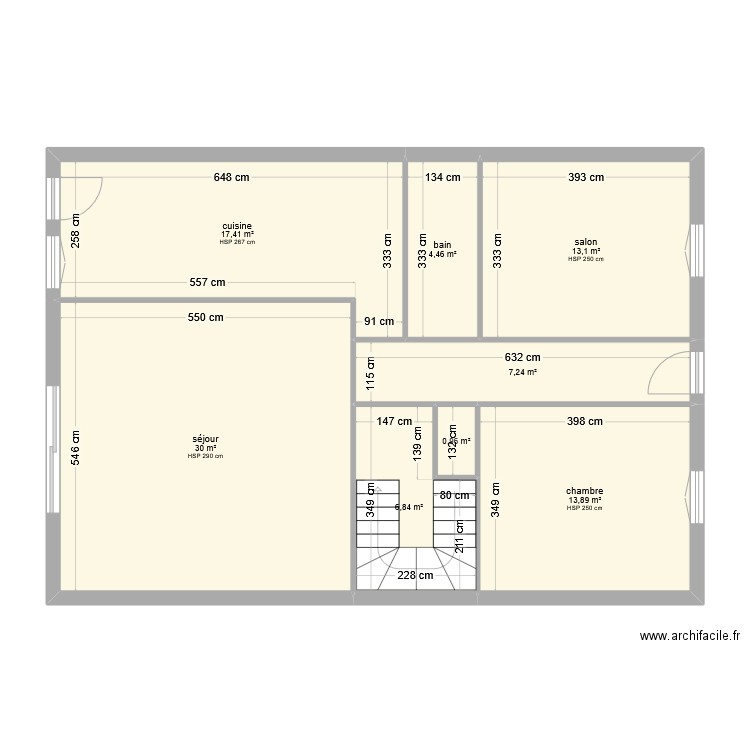 CAPDEVILLE. Plan de 8 pièces et 94 m2