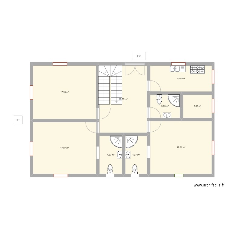 Plan maison 100m2. Plan de 9 pièces et 93 m2