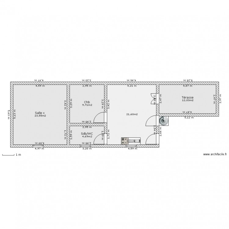 1er étag.(F2:48m2). Plan de 0 pièce et 0 m2