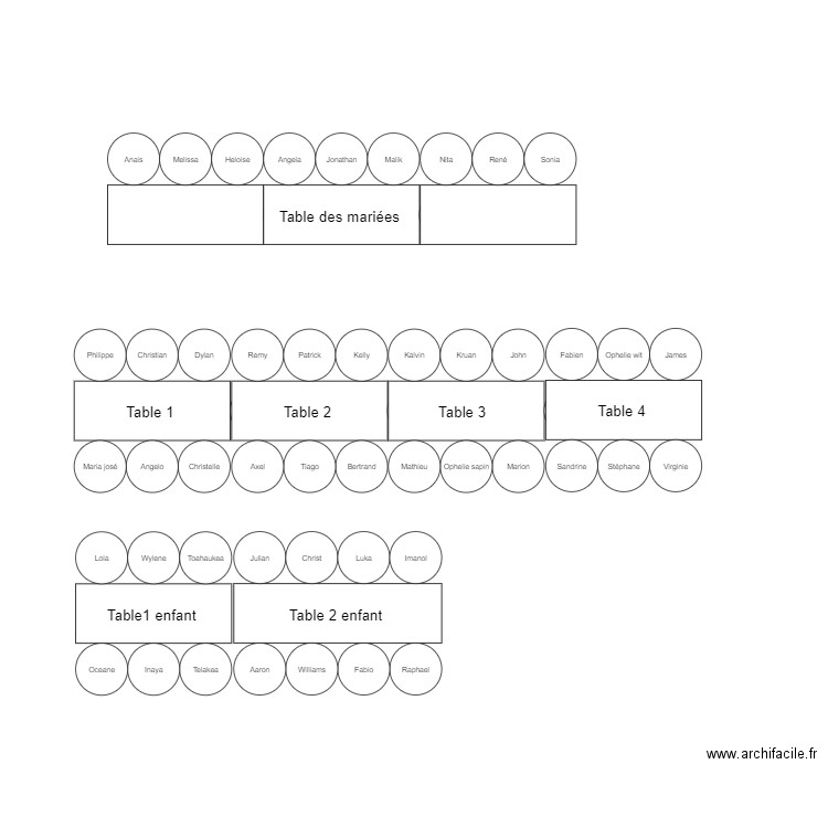 plan de table. Plan de 0 pièce et 0 m2