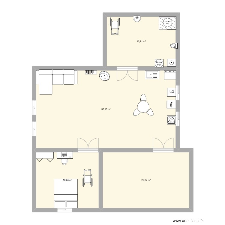 appartement. Plan de 4 pièces et 105 m2