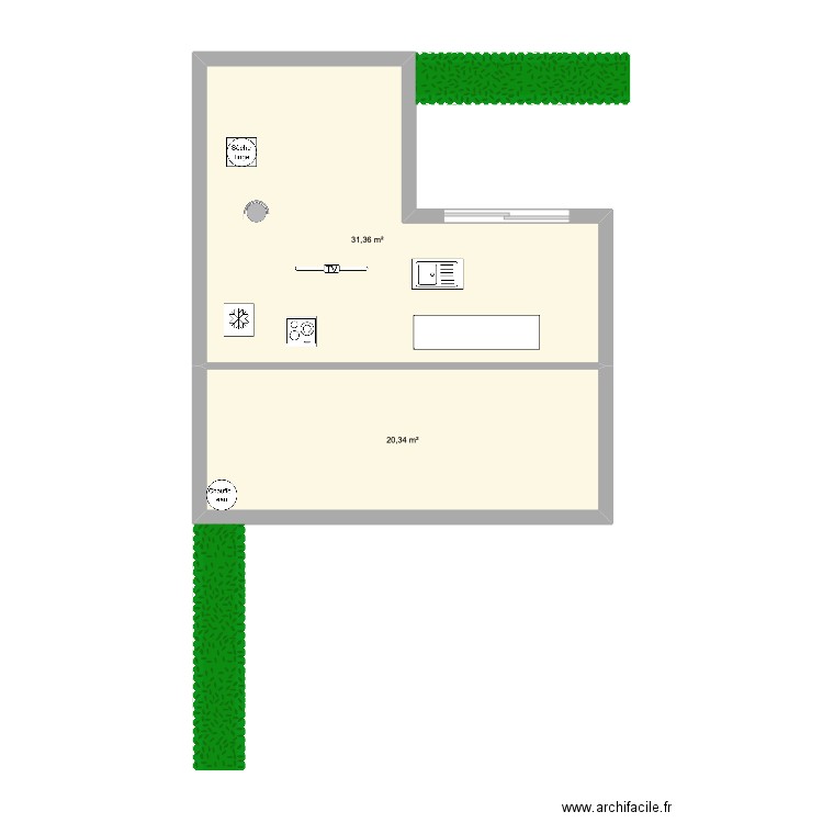 St Nex. Plan de 2 pièces et 52 m2