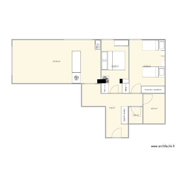 ESTEREL v02. Plan de 6 pièces et 68 m2