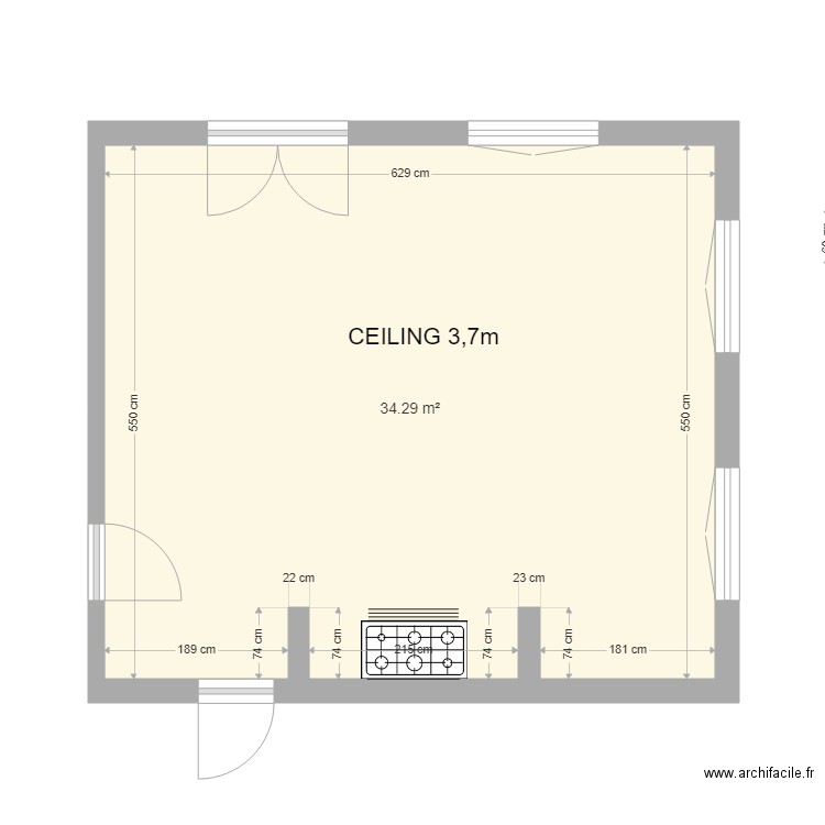 kitchen naked. Plan de 0 pièce et 0 m2