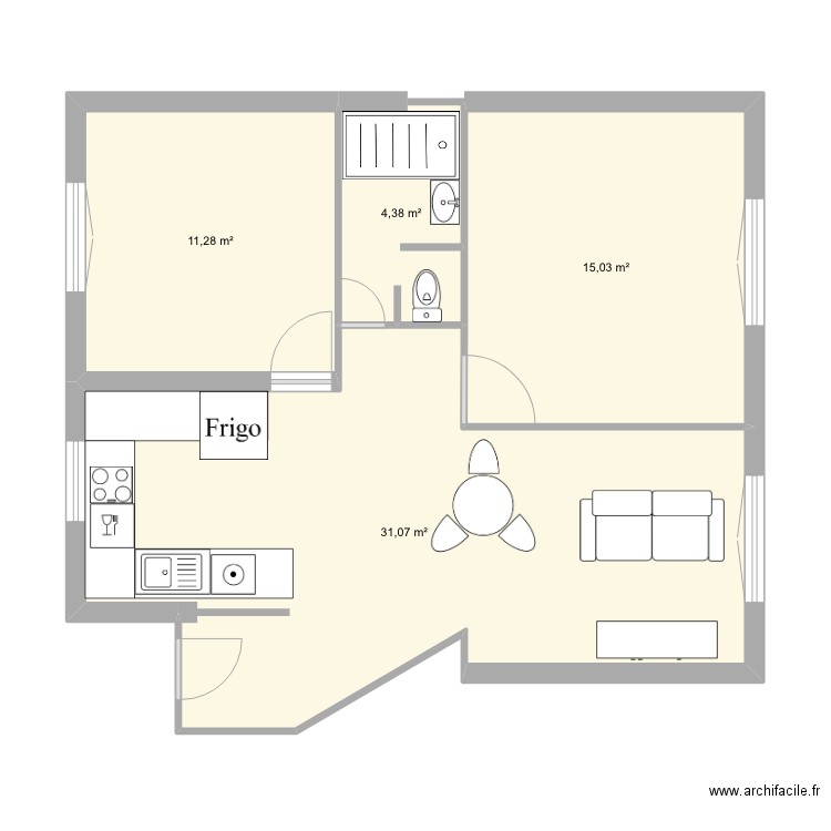  lavoisie. Plan de 4 pièces et 62 m2