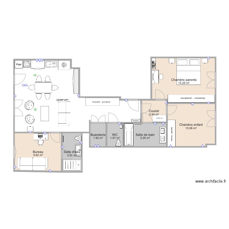 Marjolin salon ouvert. Plan de 0 pièce et 0 m2