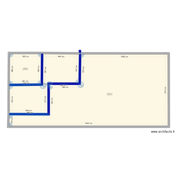 PLAN 1 MDS. Plan de 3 pièces et 164 m2