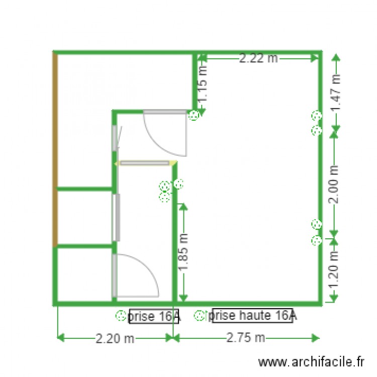 Bas placo seul electriques prises circuit 1. Plan de 0 pièce et 0 m2