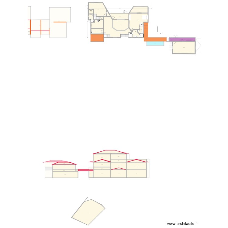 plan demi V version 3. Plan de 118 pièces et 1985 m2