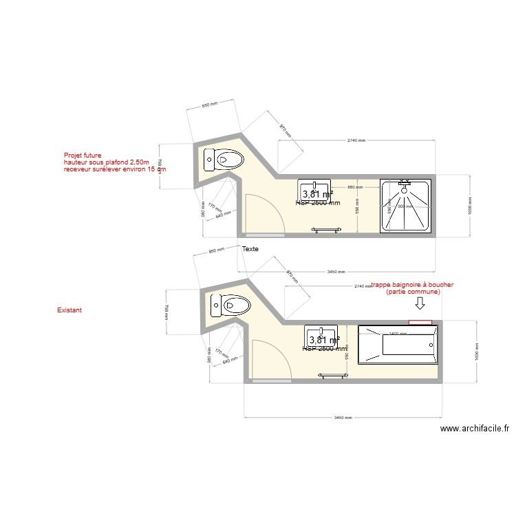 Douchin office notarial2. Plan de 2 pièces et 8 m2