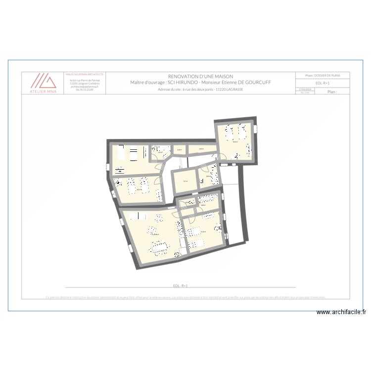 R1 MAD. Plan de 12 pièces et 150 m2