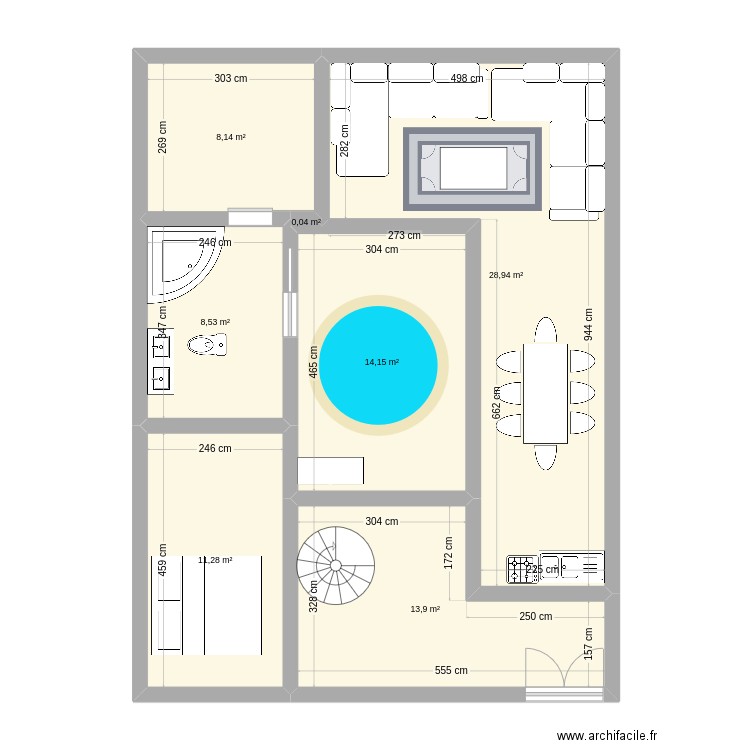 riad 2. Plan de 7 pièces et 85 m2