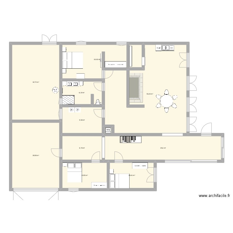 plan de base. Plan de 10 pièces et 210 m2