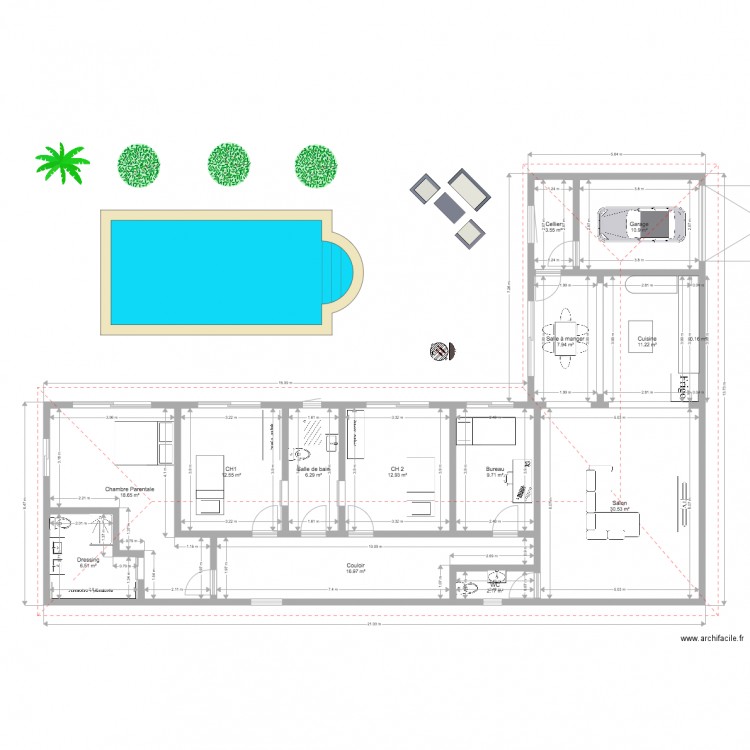 Plan Maison L - Plan 14 pièces 150 m2 dessiné par GregETIEN