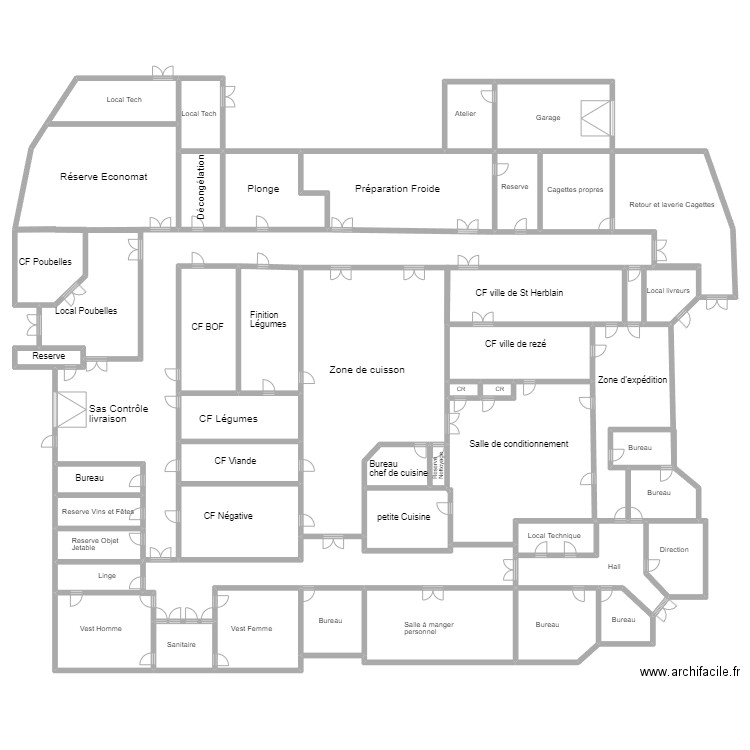 Cuisine Rezé mieux. Plan de 48 pièces et 1277 m2