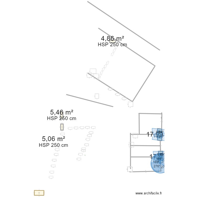 abri. Plan de 6 pièces et 69 m2