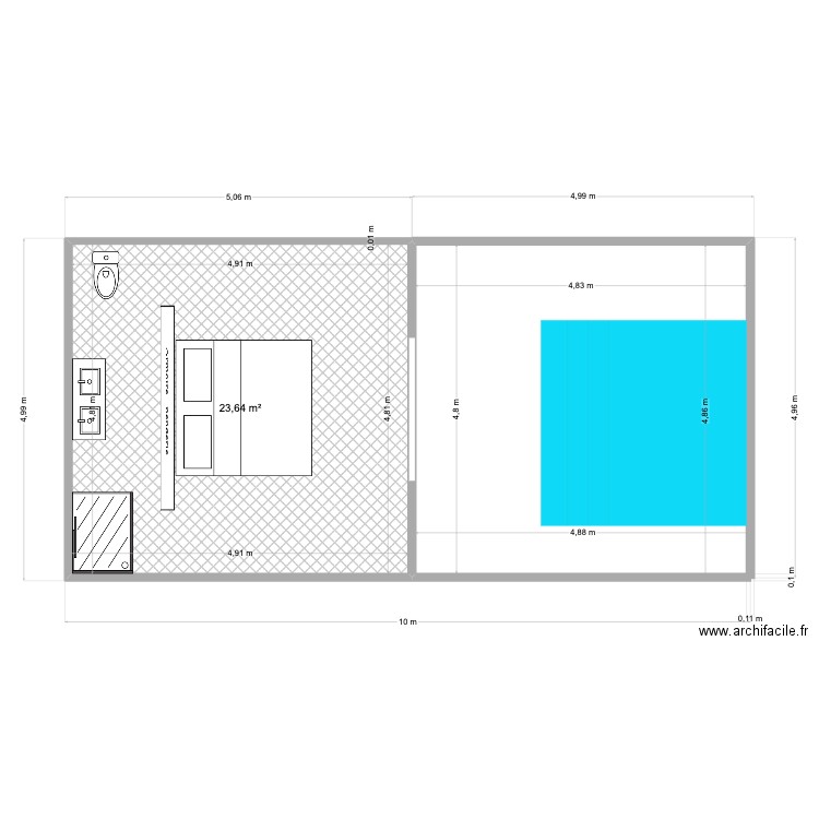 PROJET TARCOLES. Plan de 1 pièce et 24 m2