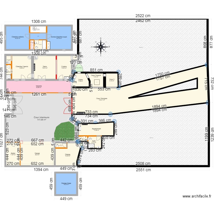 Vernou. Plan de 29 pièces et 1034 m2